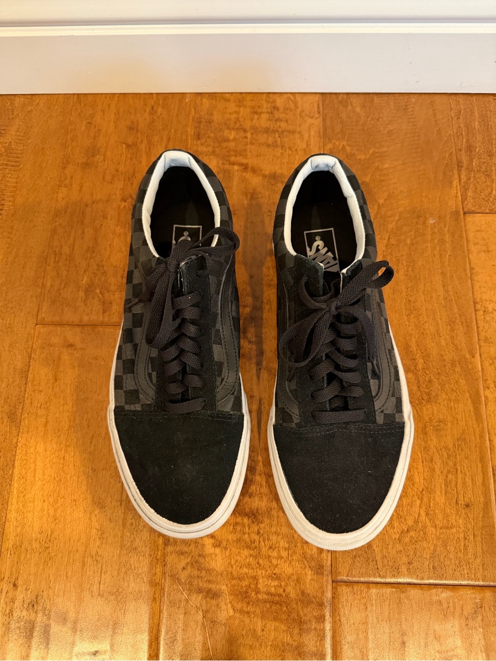 Vans Black Checkerboard Low-Top Sneakers with White Soles